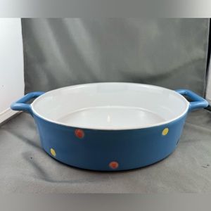Frigidaire oven safe Polka Dot 9” inch casserole dish
Depth 2.5” inches